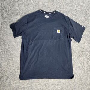 Carhartt Force Relaxed Fit Pocket T Shirt Men L‎ Blue Crew Neck Pullover UPF 25